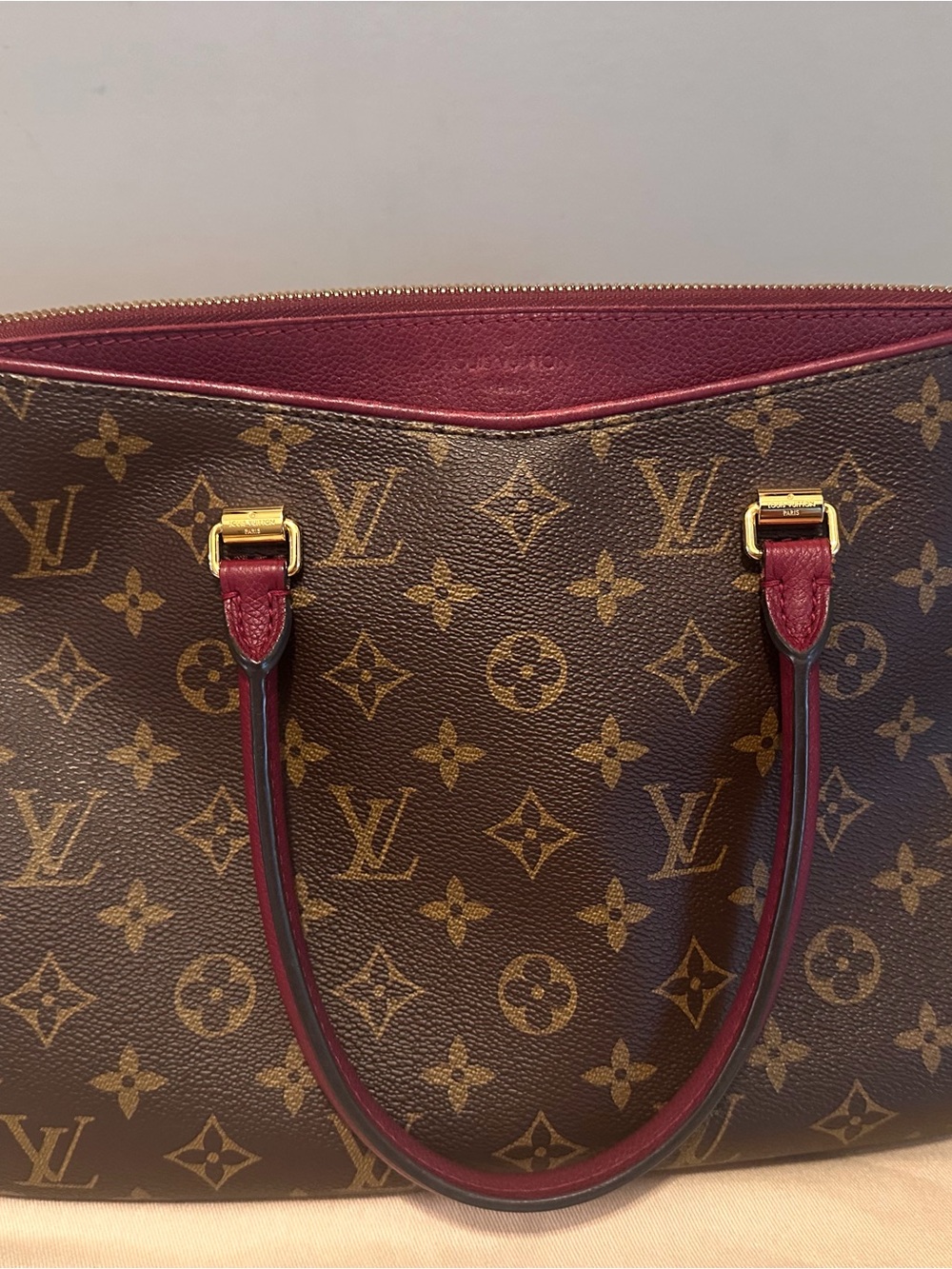 Louis Vuitton Monogram Shoulder Bag with Burgundy Trim